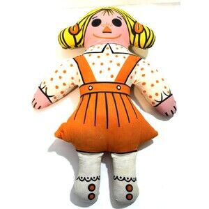 Wizard of Oz Dorothy Vintage Stuffed Plush Mail Away Pillow Cloth Doll Orange